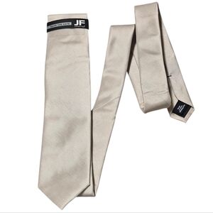 JF J. Ferrar “Save the Date” Tie with Clip – Champagne Beige Formal Necktie -New